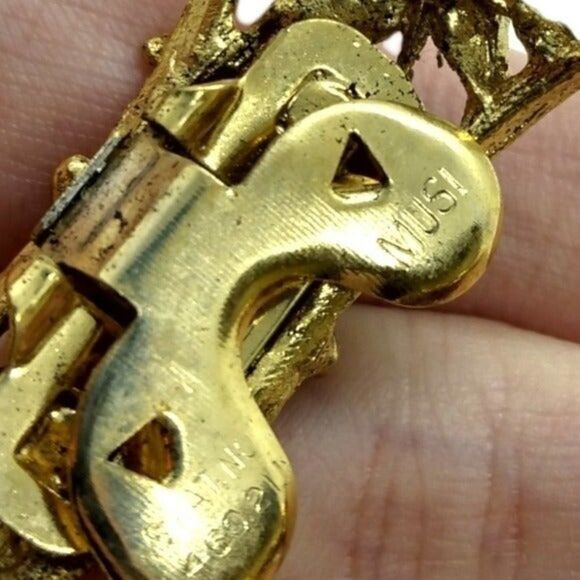 mid century 1950 musi vintage gold tone carved shoe clips - Picture 2 of 2